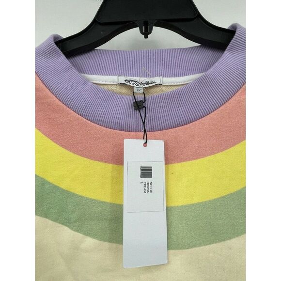 Olivia Rubin Nettie Rainbow Balloon Sleeve Large Crew Pullover Sweatshirt New - Picture 5 of 7